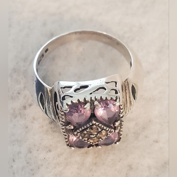 Sterling Silver Amethyst Gemstone Ring Size 7 - Picture 4 of 7